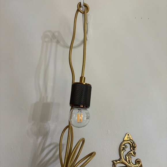 Plug-In Pendant Light – Brass Socket w/ Gold Cord & Switch (E26, 15ft) - Pair - Picture 6 of 6
